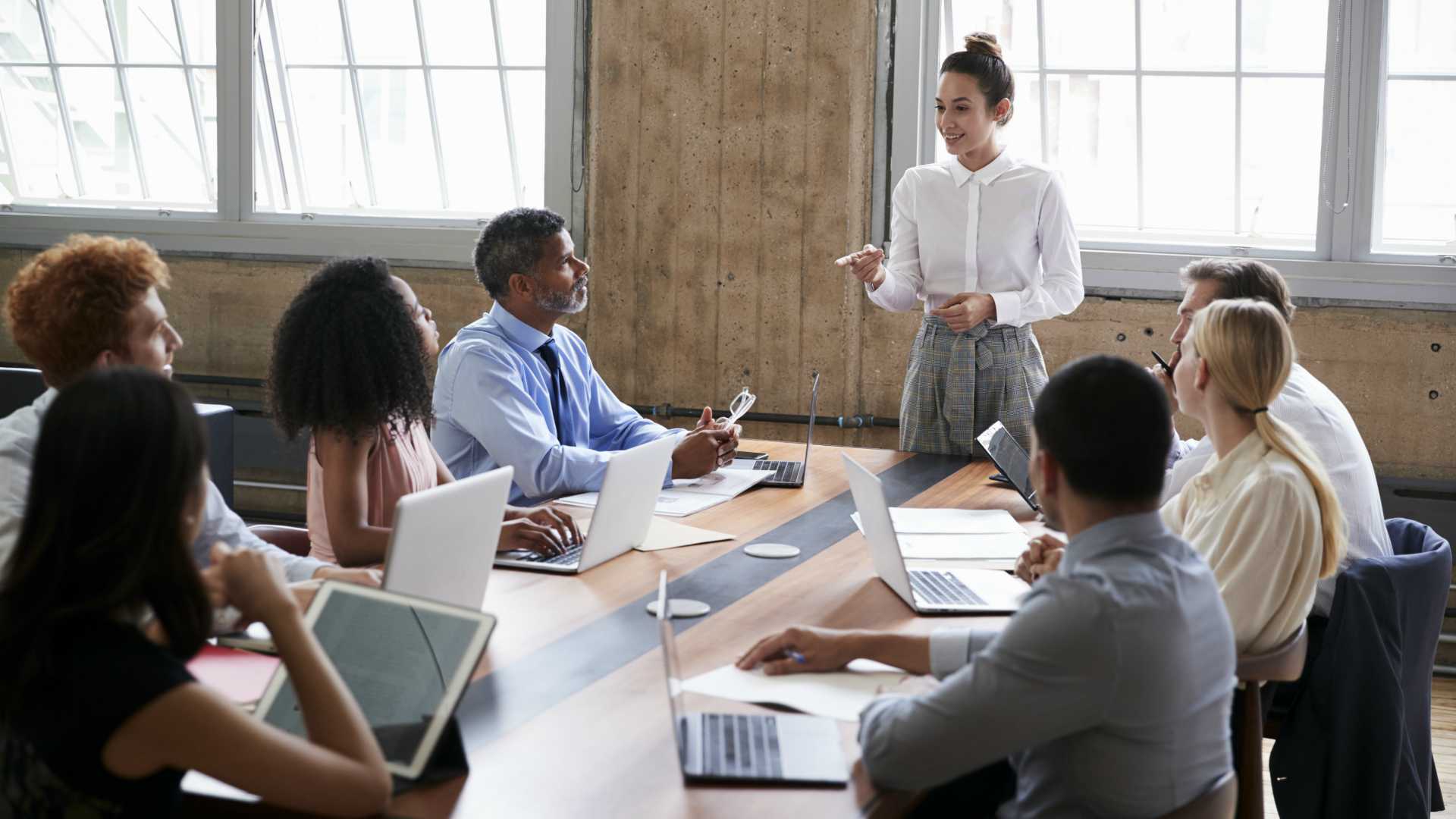 woman leading a diverse team