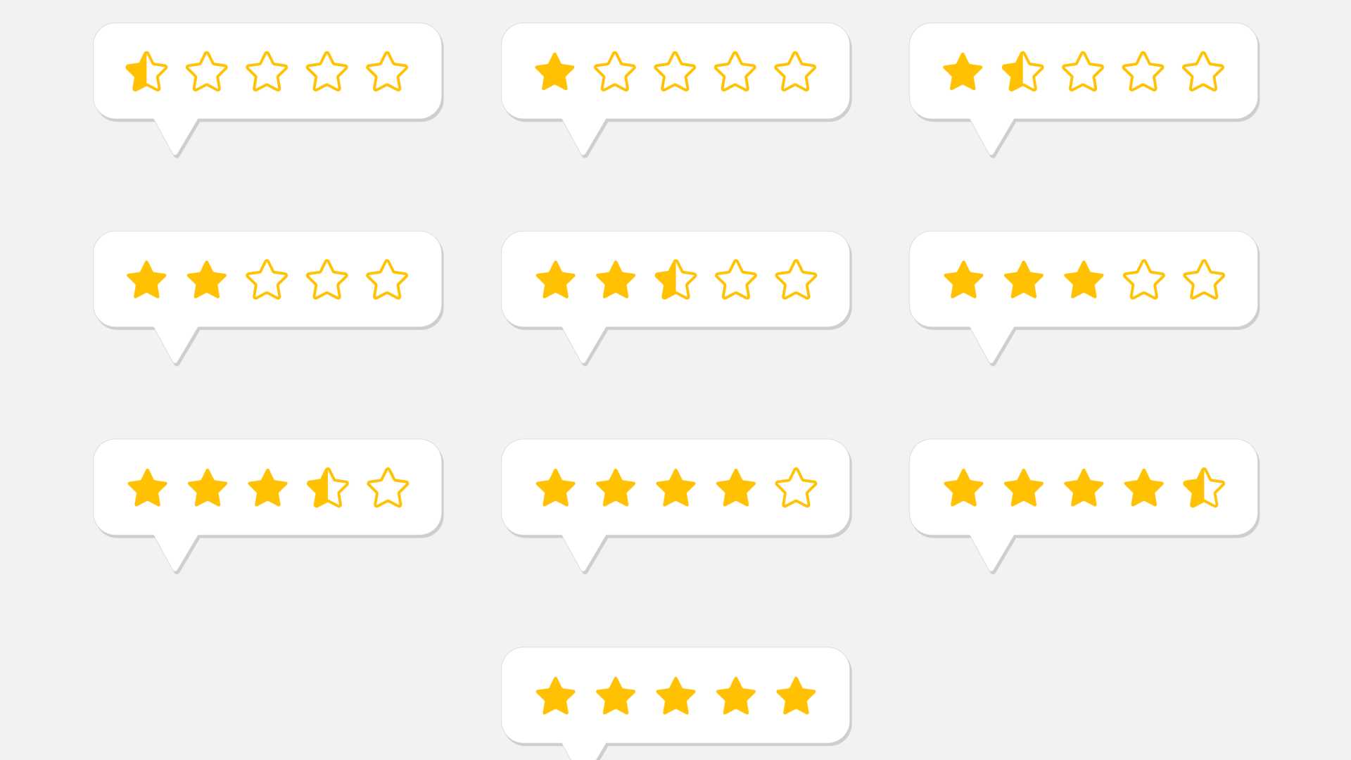 Webpage of star ratings out of five on comment blurbs.