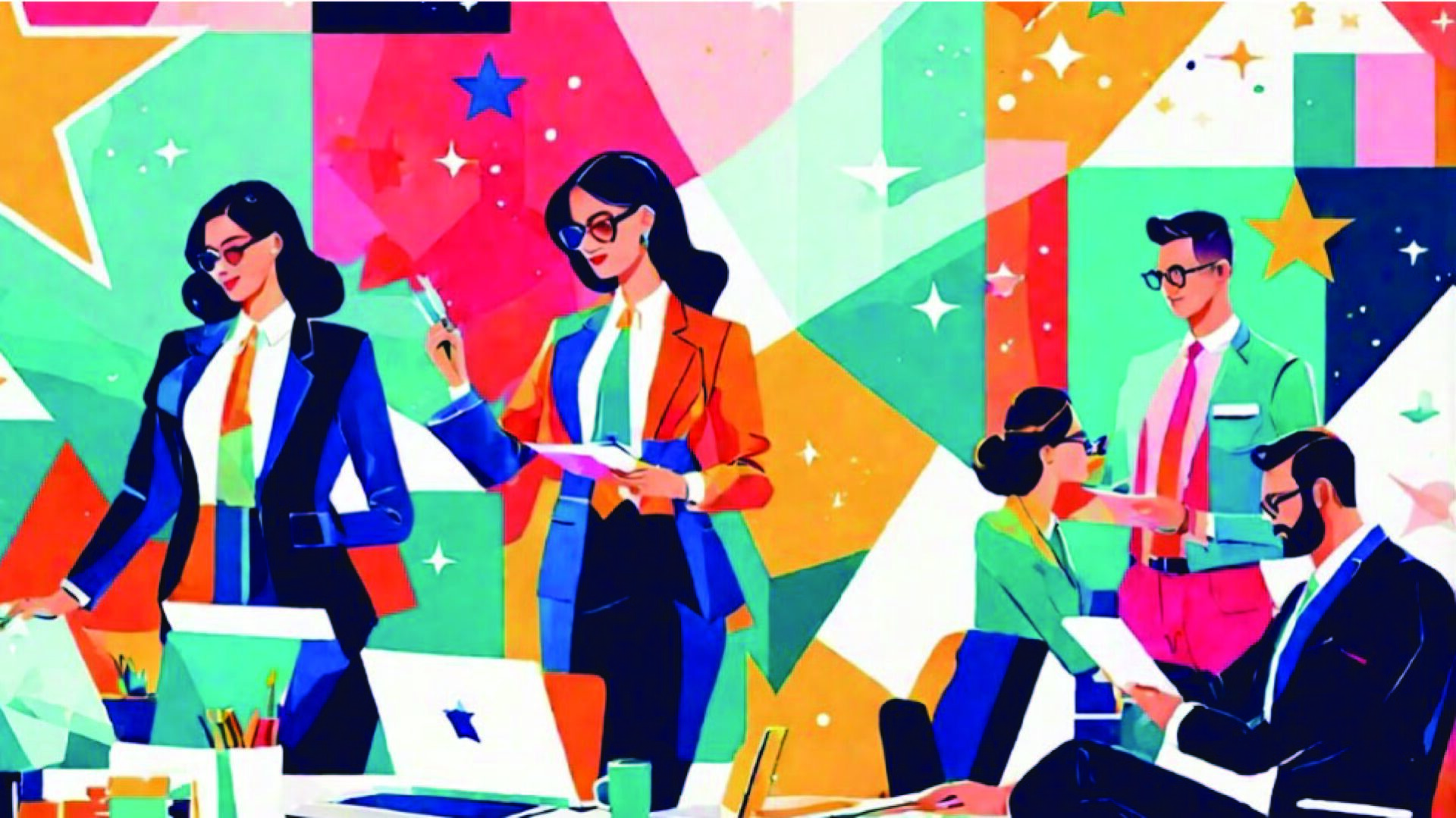 A graphical concept image representing an all-star, high-performing employee