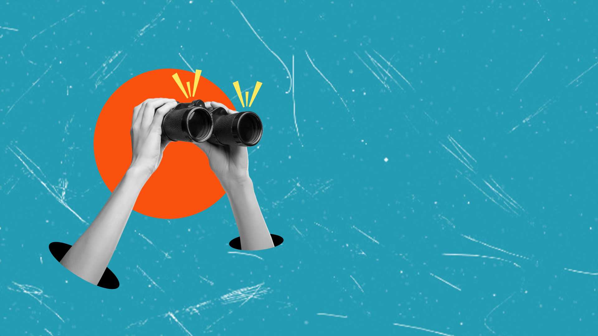 Graphic concept image of binoculars looking ahead representing future trends