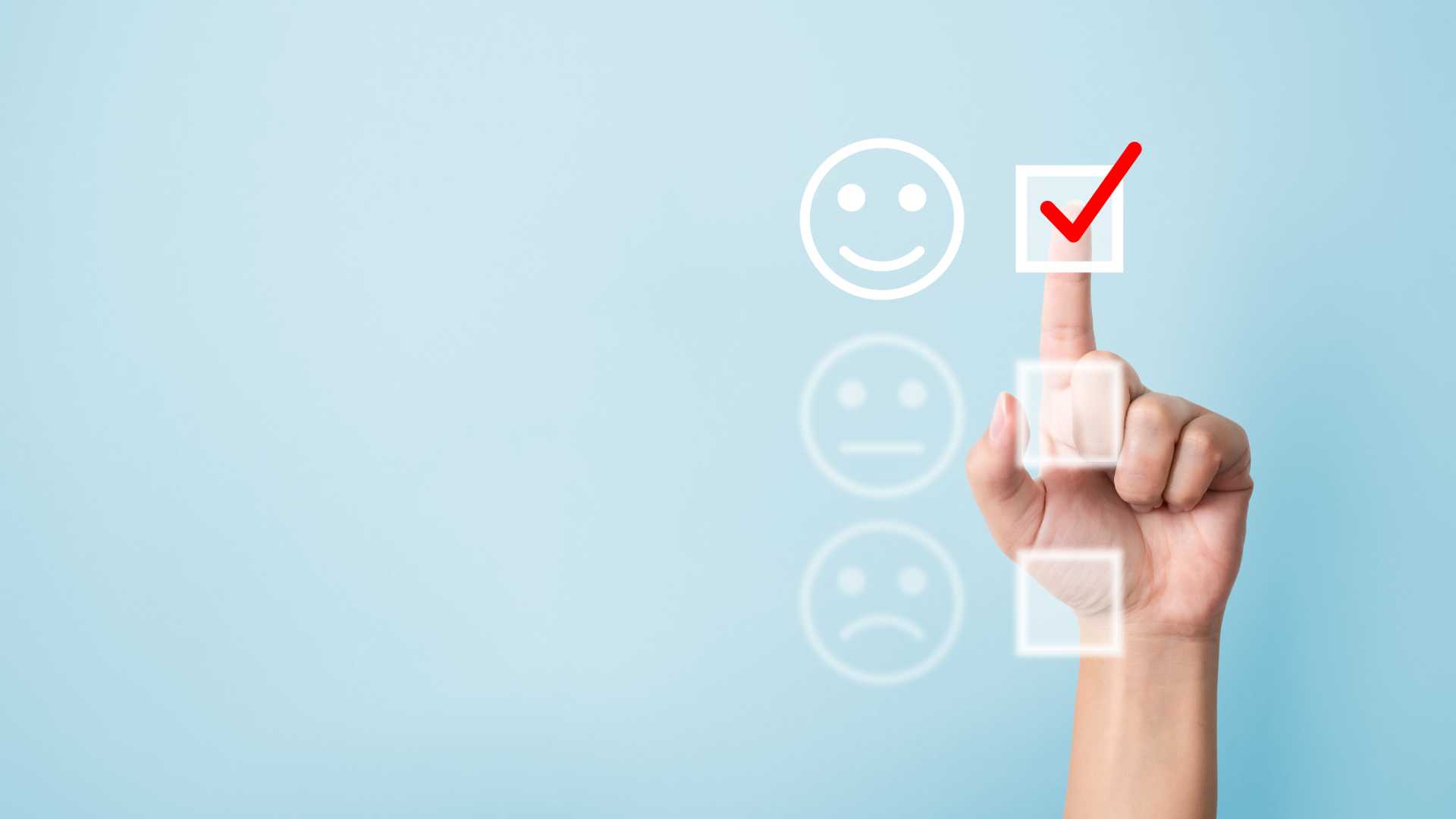 Hand choose to rating score happy icons. Customer service experience and business satisfaction survey concept