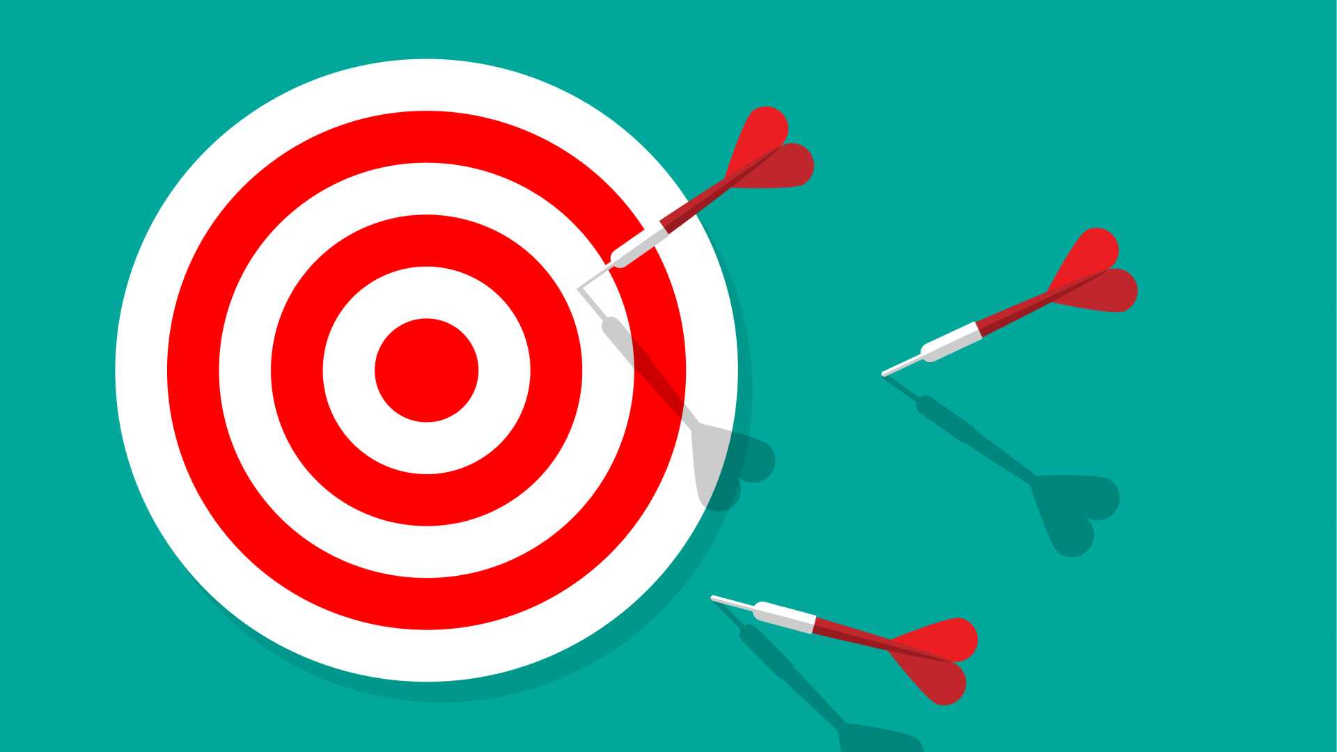 Red and white target with darts.