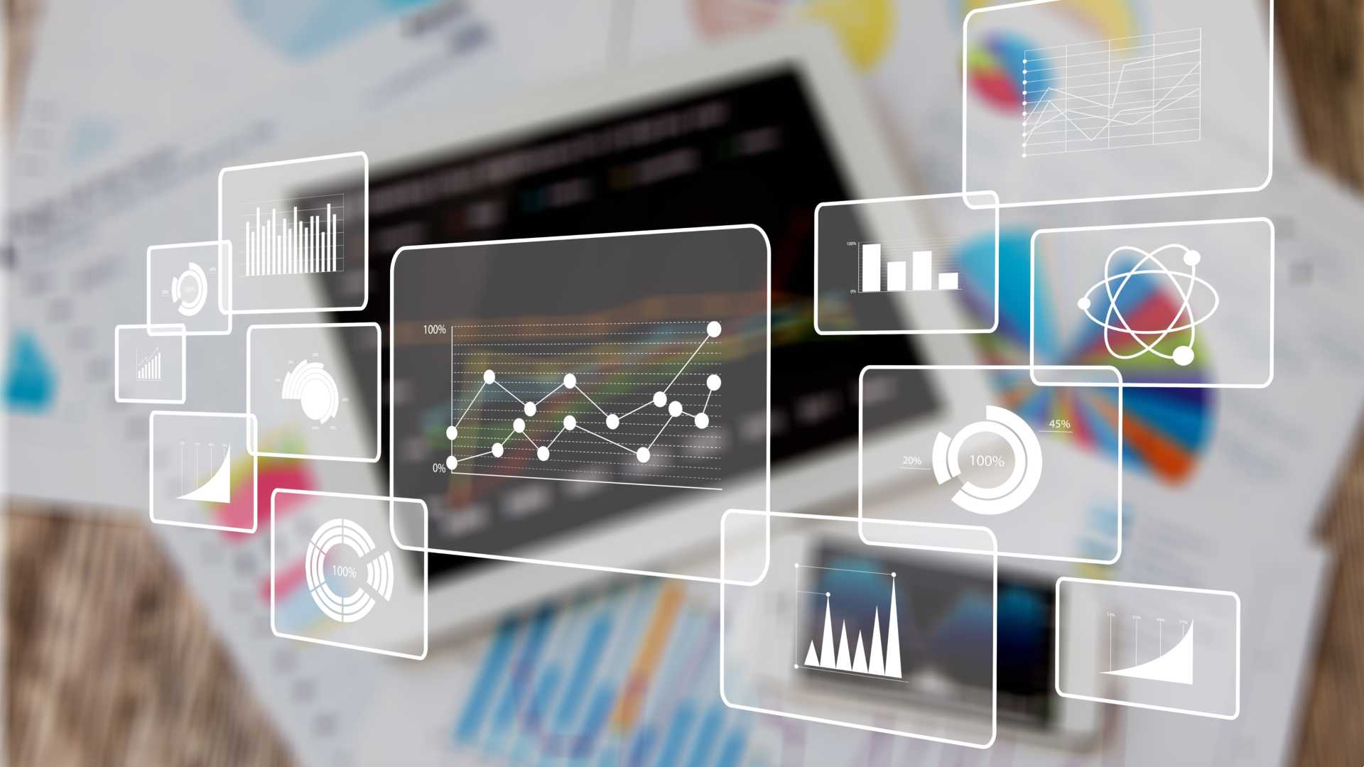 A digital view of different graphs.