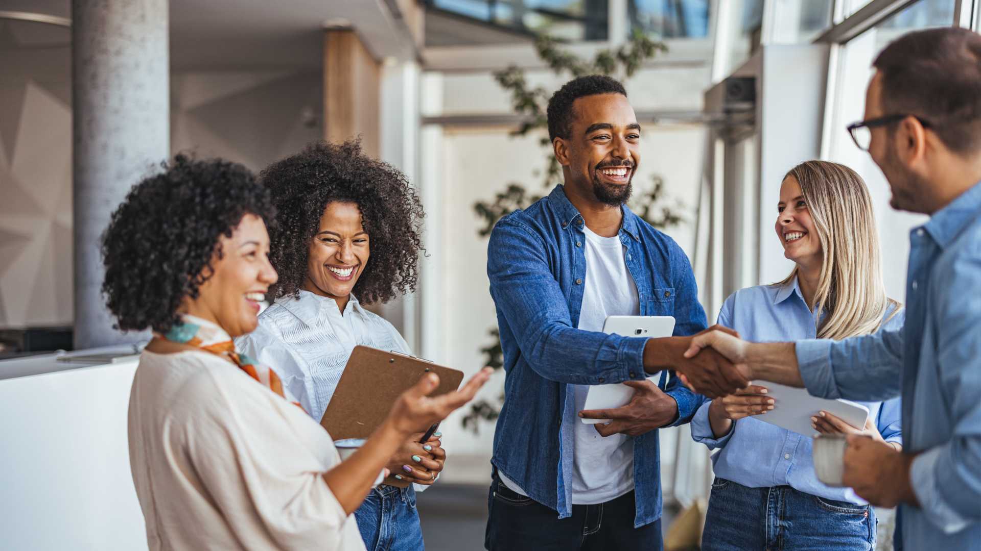Group of people together for a team activity.