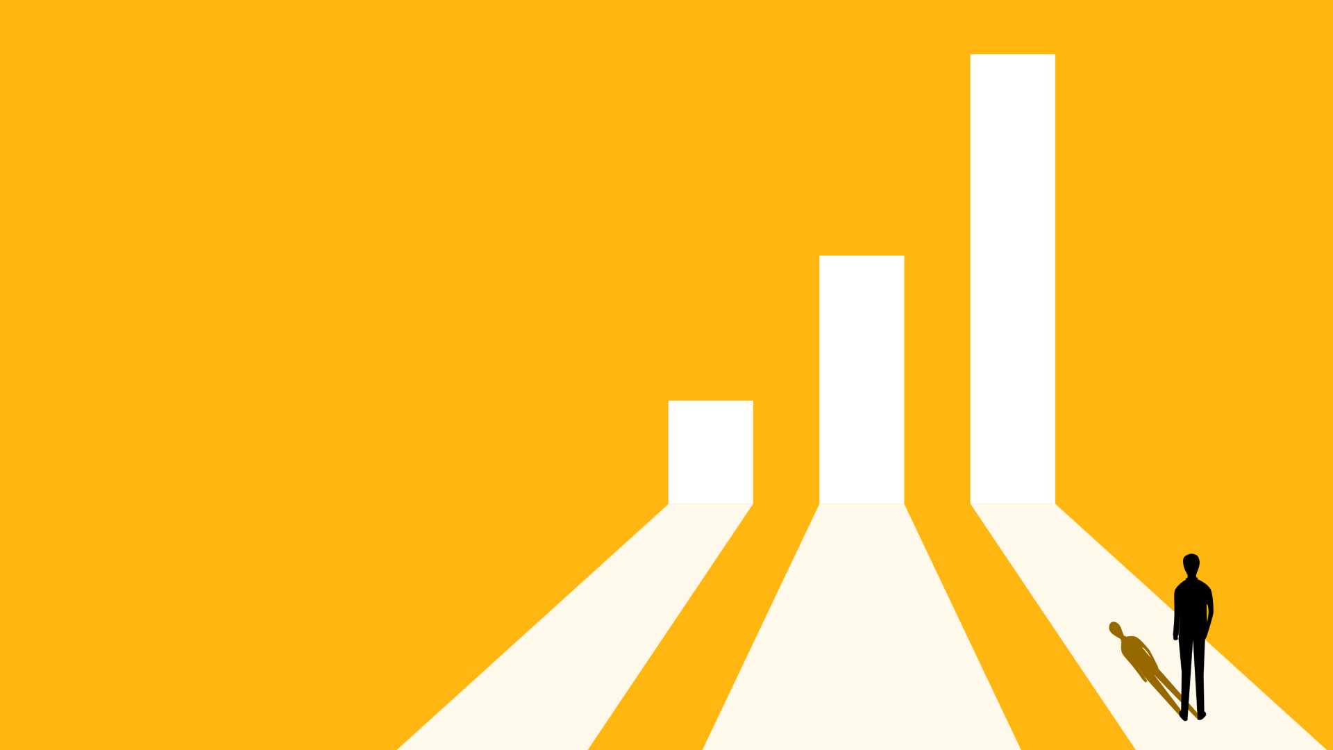 An illustration of three pathways and a person walking through one doorway