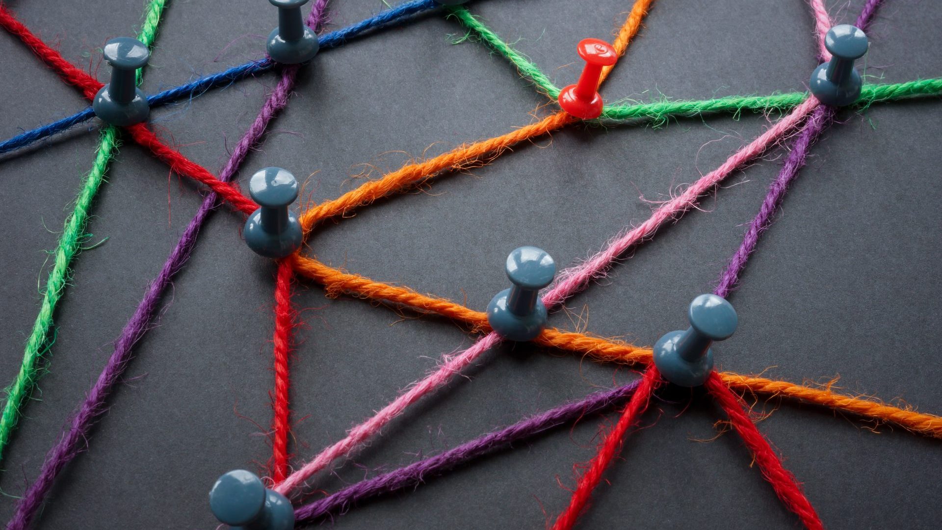 Interconnected points on a blackboard.