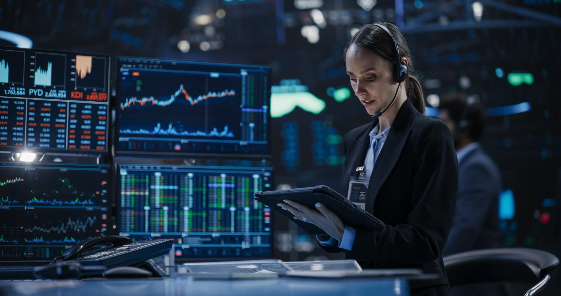 Sales graph on digital monitor.